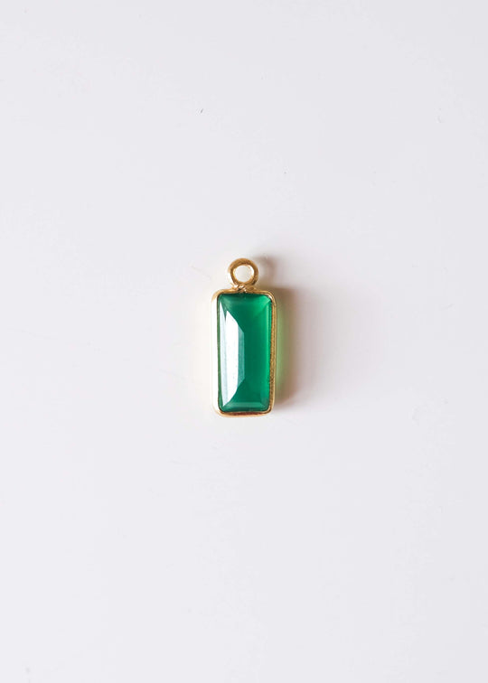 Bedel baguette groene onyx, verguld