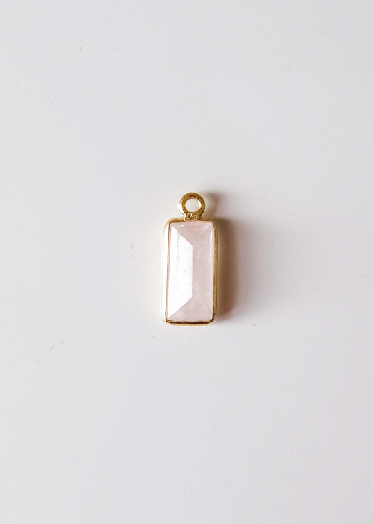 Bedel baguette rozekwarts, verguld