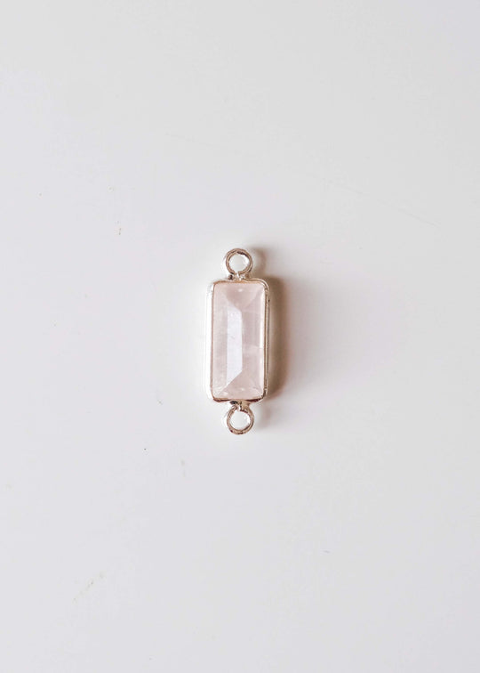 Link baguette rozekwarts, zilver