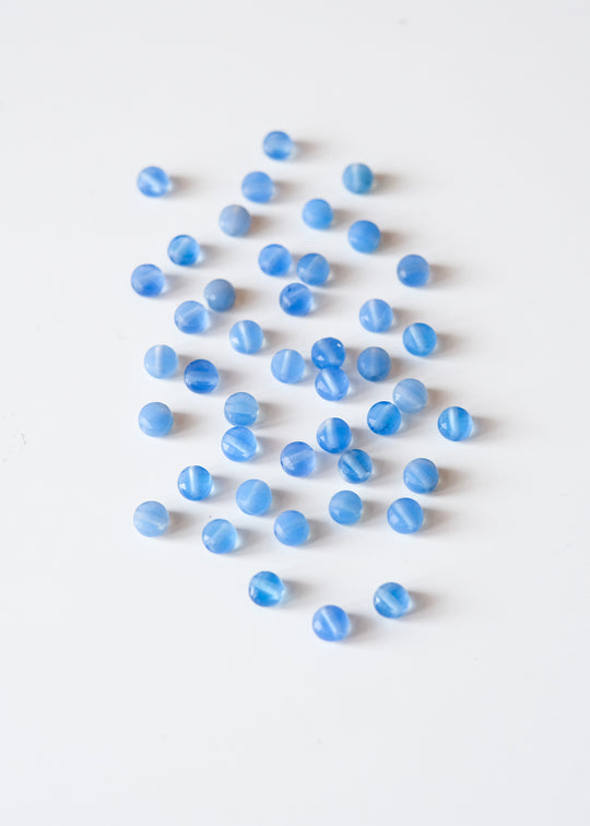 Kralen, mini schijfjes blauwe chalcedoon