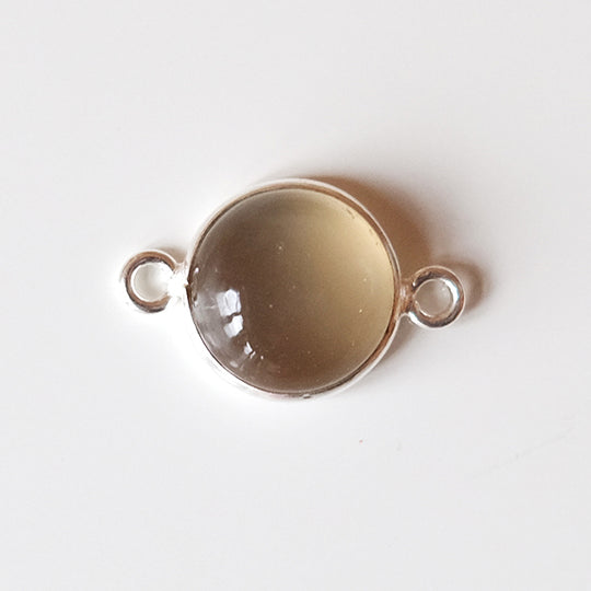 Link cabochon grijze maansteen, zilver