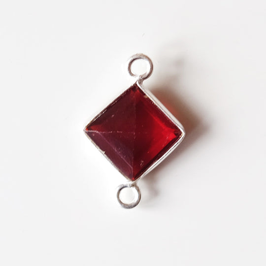 Link ruitje granaat, zilver