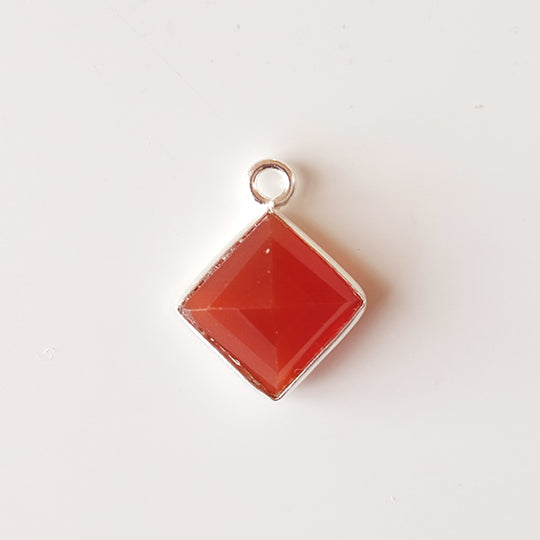 Bedel ruitje carneool, zilver