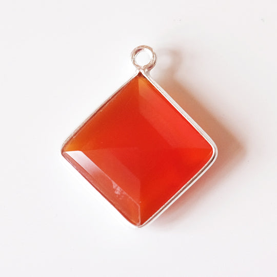 Hanger ruit carneool, zilver