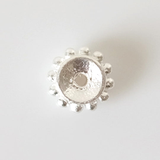 Kraal cilinder met bolletjesrand verzilverd