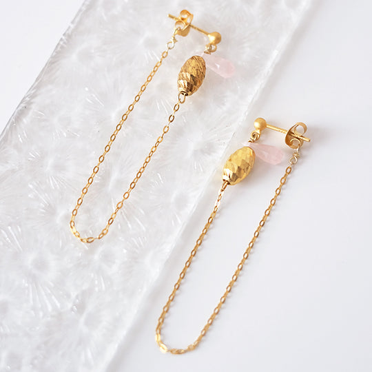 Fijne oorbellen met rozenkwarts