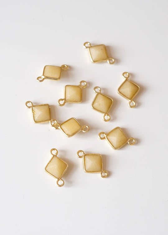 Link ruitje gele aventurijn, verguld