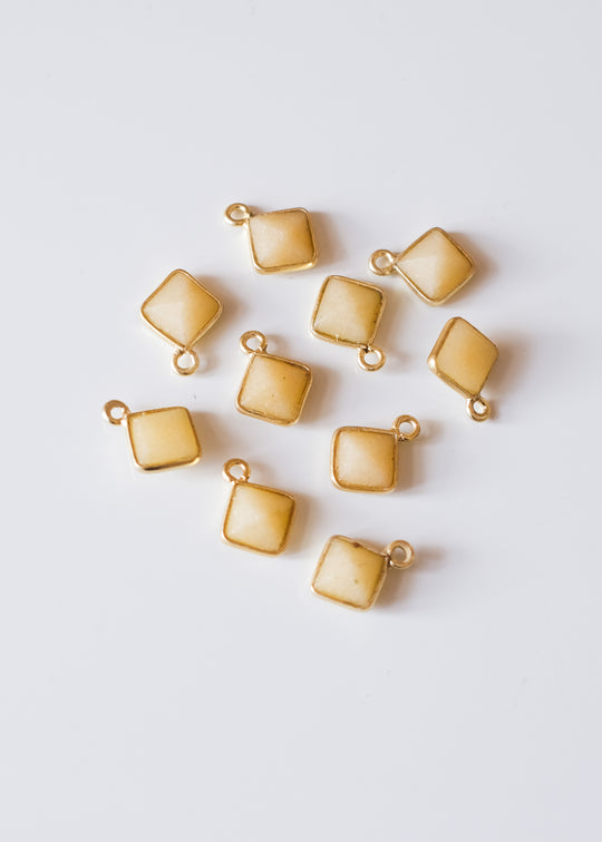 Bedel ruitje gele aventurijn, verguld