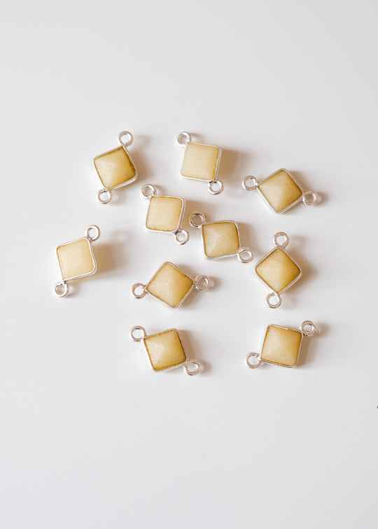 Link ruitje gele aventurijn, zilver