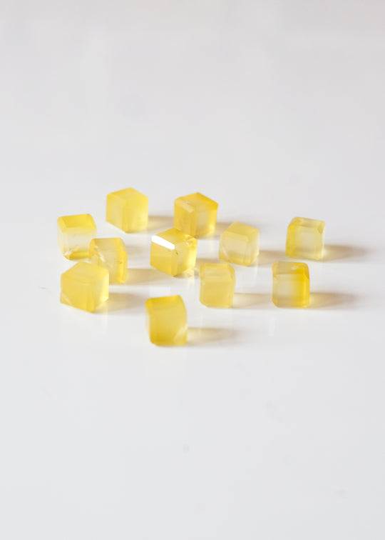Briolette kubus, gele chalcedoon