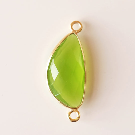 Link halve maan groene kwarts, verguld