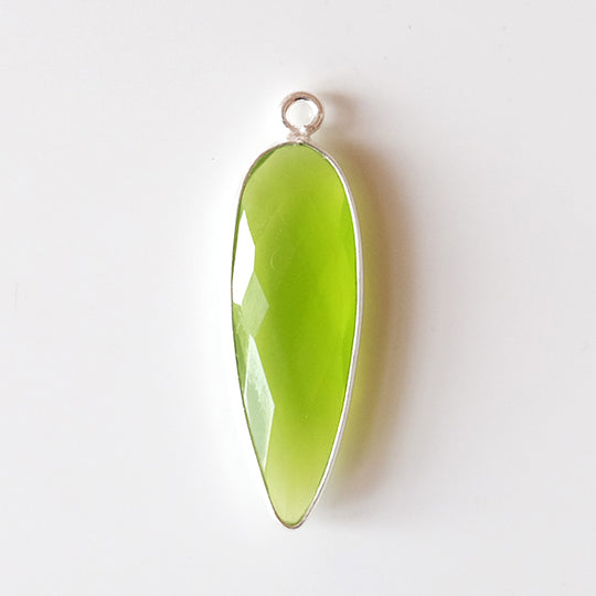 Hanger traan groene kwarts, zilver