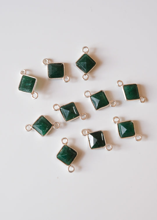 Link ruitje groene aventurijn, zilver