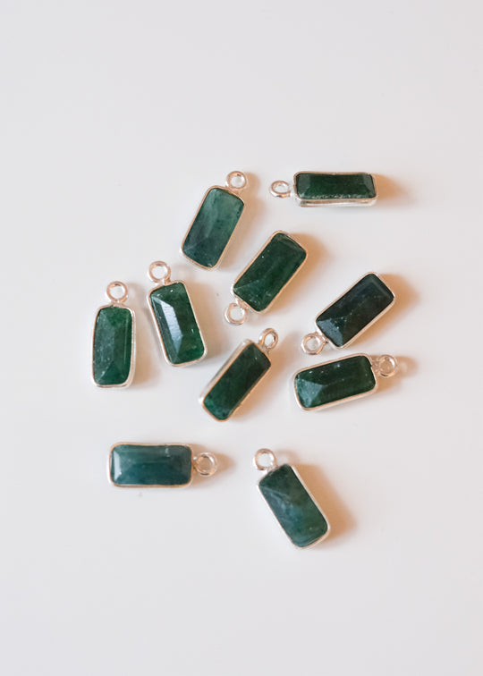 Bedel baguette groene aventurijn, zilver