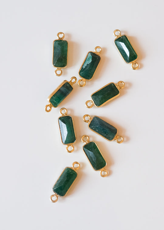 Link baguette groene aventurijn, verguld