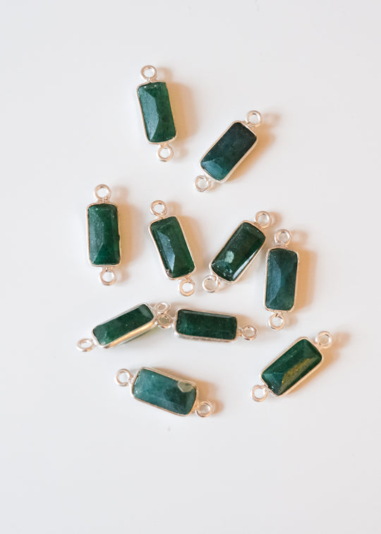 Link baguette groene aventurijn, zilver