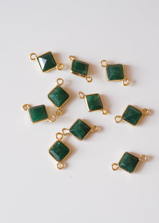 Link ruitje groene aventurijn, verguld