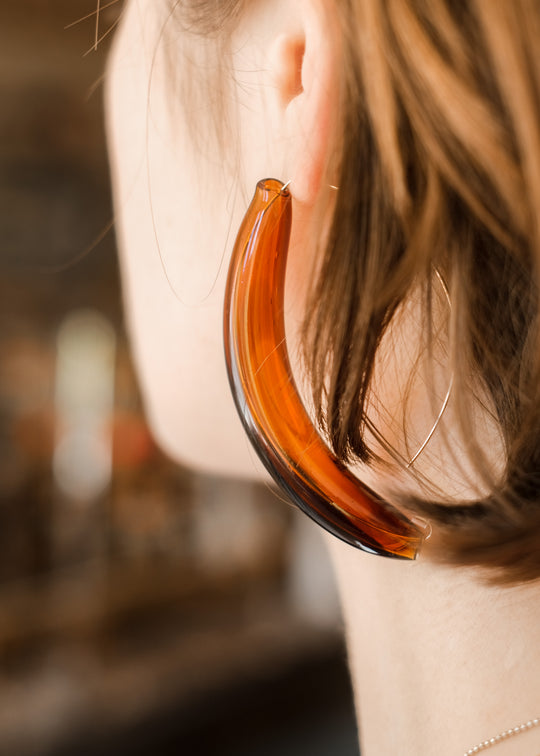 Oorhangers met tubi, amber