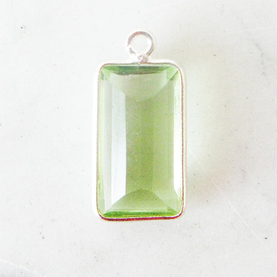 Bedel baguette groene amethyst zilver