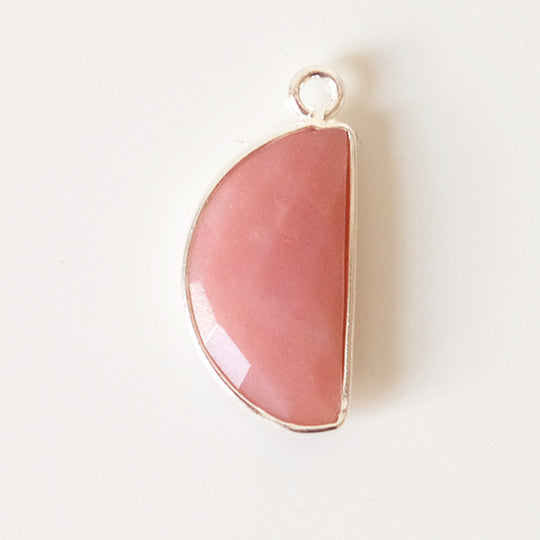 Halve maan roze opaal zilver