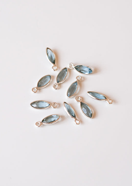 Bedel navette london blue kwarts, zilver