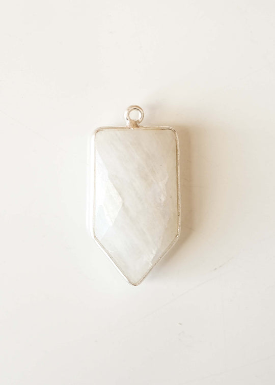 Hanger punt maansteen, zilver