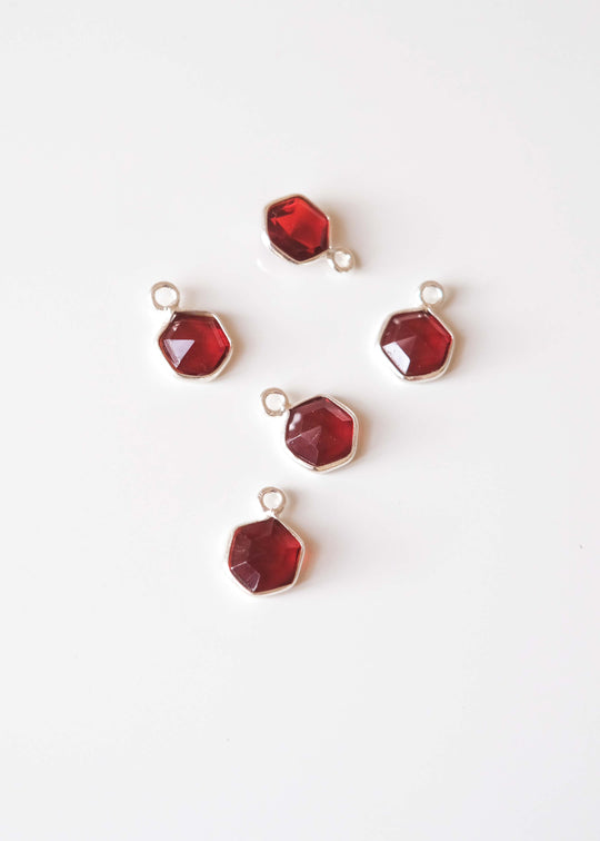 Bedel hexagon granaat, zilver