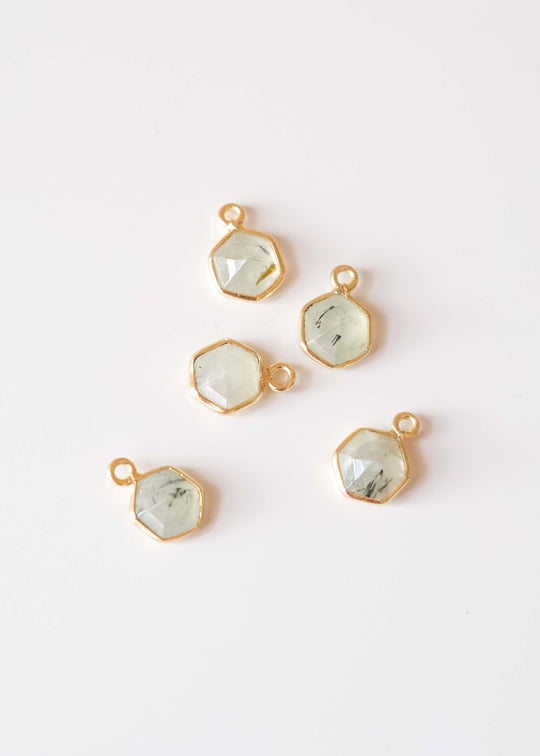 Bedel hexagon prehniet, verguld