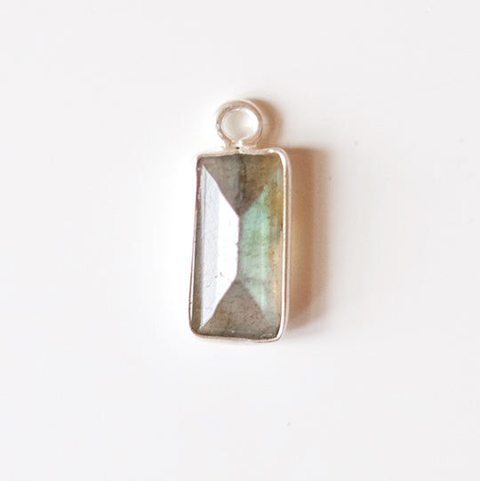 Bedel baguette labradoriet, zilver