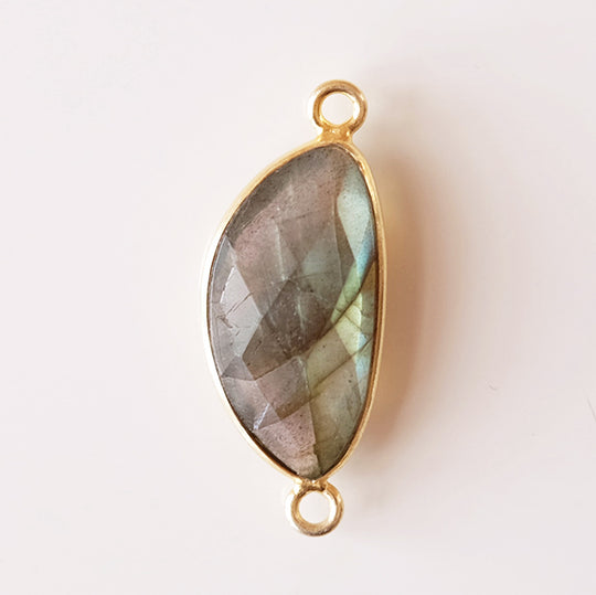 Link halve maan labradoriet, verguld