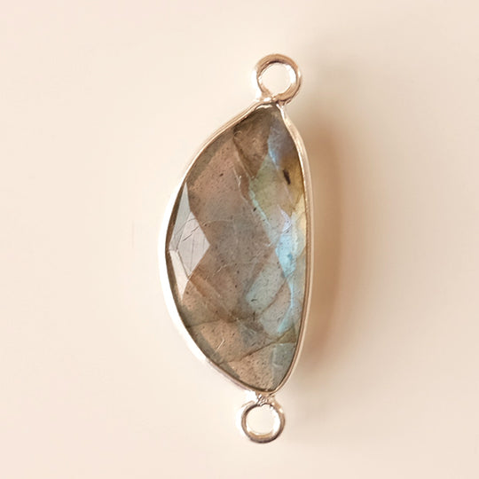 Link halve maan labradoriet, zilver