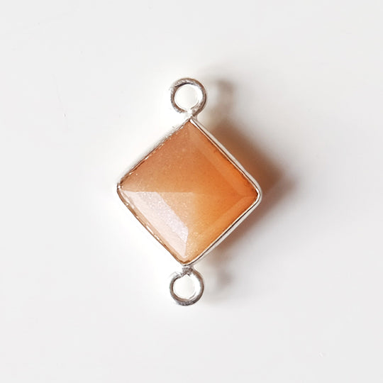 Link ruitje perzik maansteen, zilver