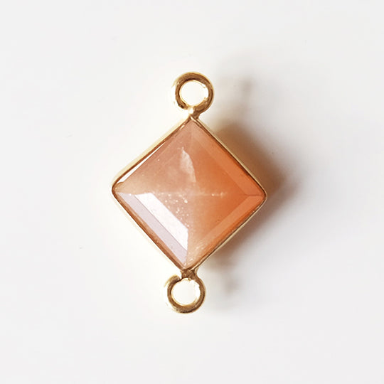 Link ruitje perzik maansteen, verguld