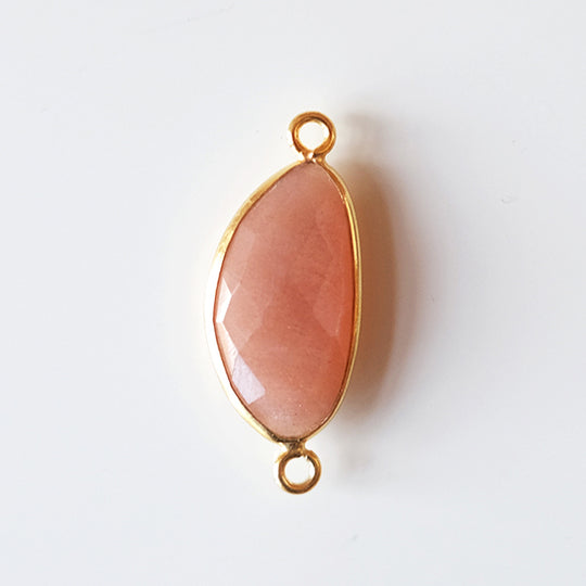 Link halve maan perzik maansteen, verguld