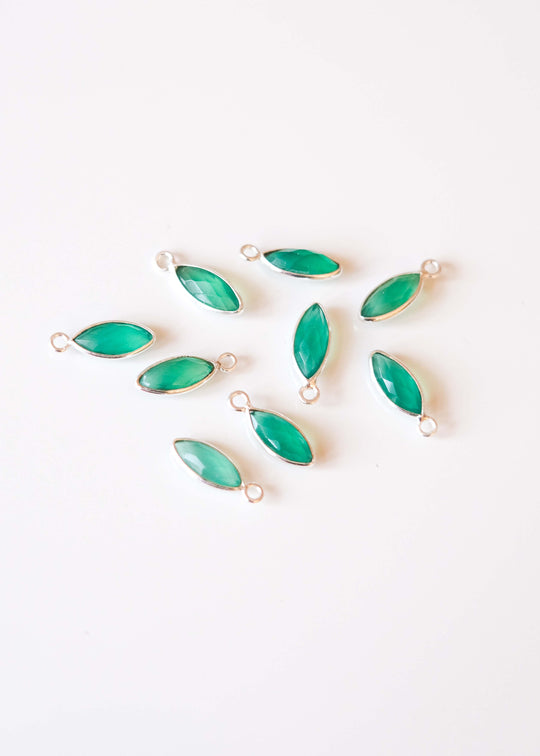 Bedel navette groene onyx, zilver