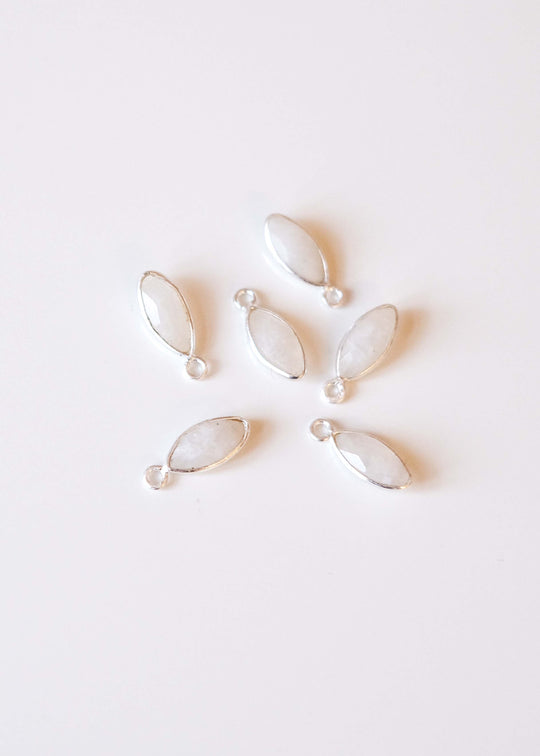 Bedel navette maansteen, zilver