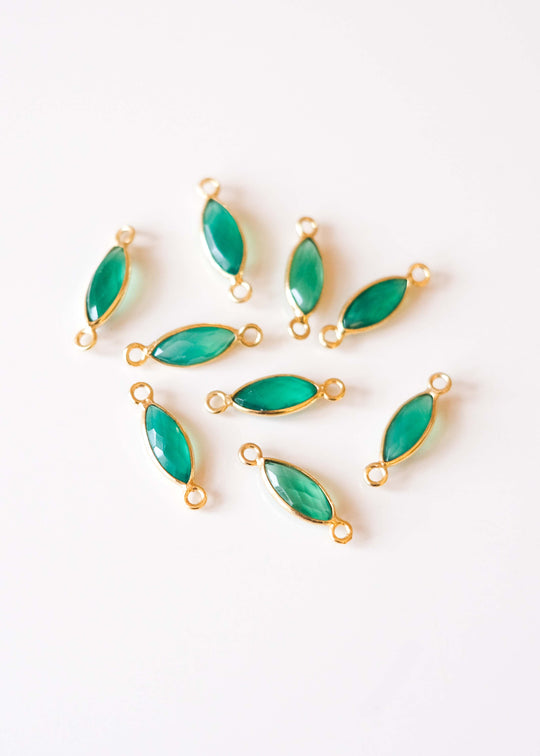 Link navette groene onyx, verguld