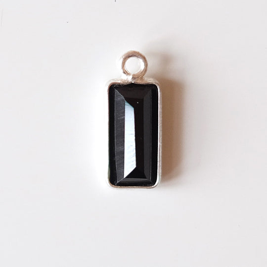 Bedel baguette zwarte onyx, zilver