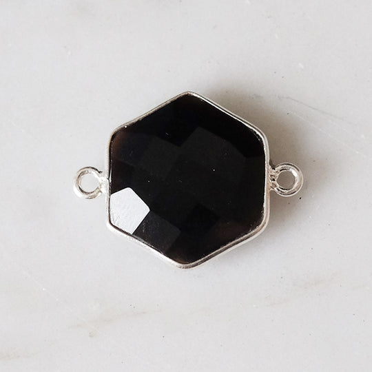 Link hexagon onyx zilver