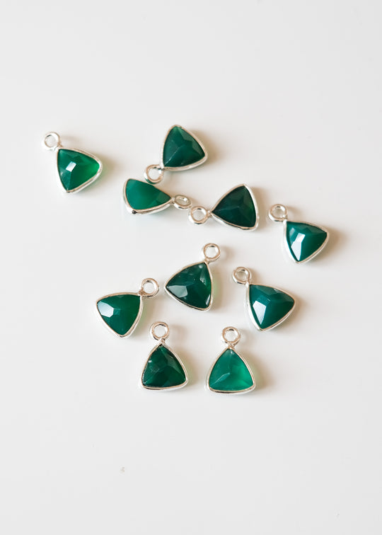 Bedel trillion groene onyx, zilver