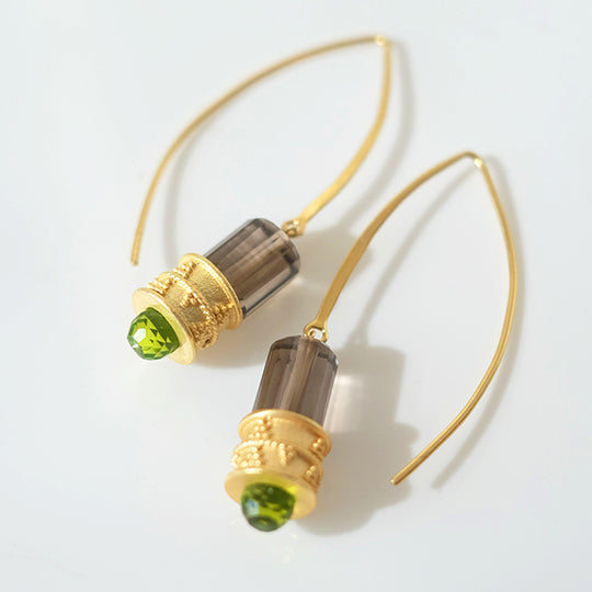 Oorbellen met rookkwarts en zirkoon