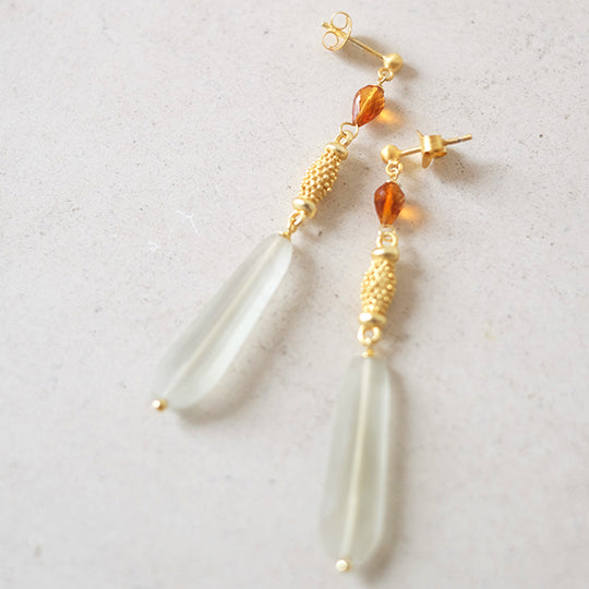 Oorbellen met topaas en prasioliet