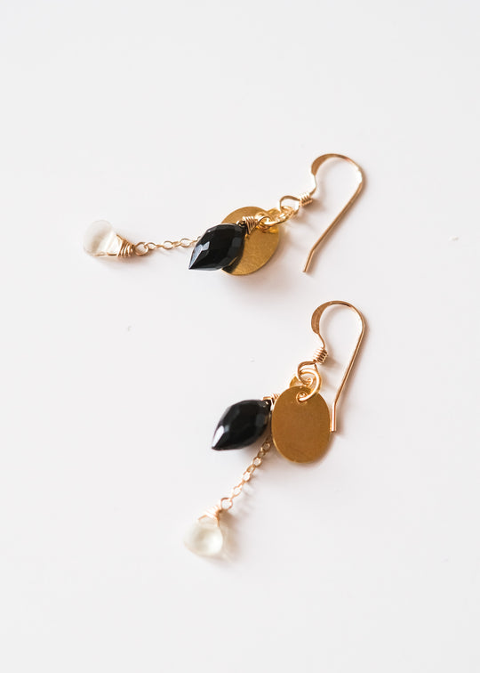 Oorhangers met onyx en lemon kwarts