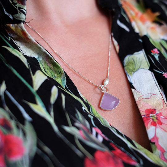 DIY pakket, halsketting met lavendel chalcedoon