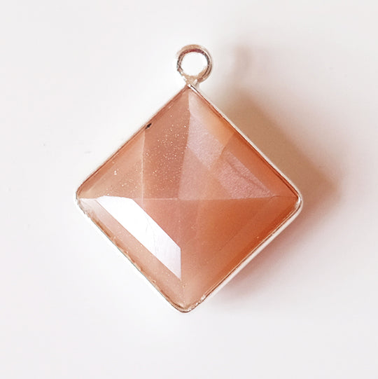 Hanger ruit maansteen, zilver