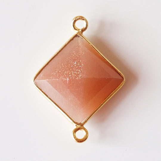 Link ruit maansteen, verguld