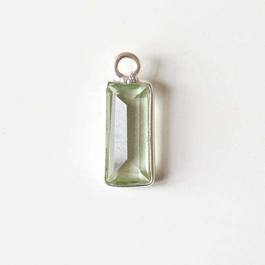 Bedel baguette prasioliet, zilver