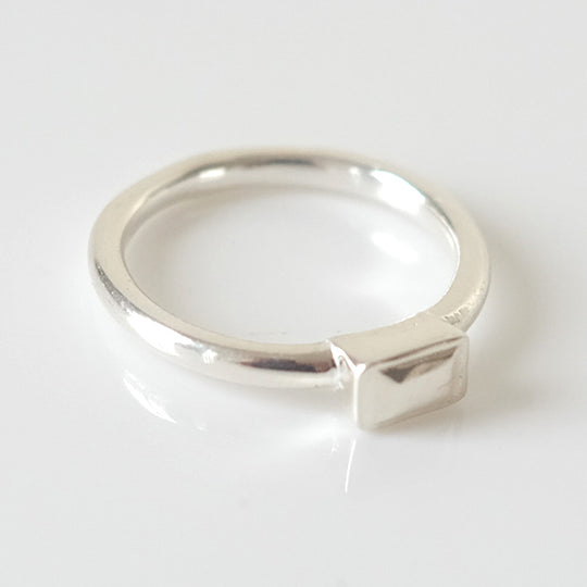 Ring blokje sterling zilver, maat 16