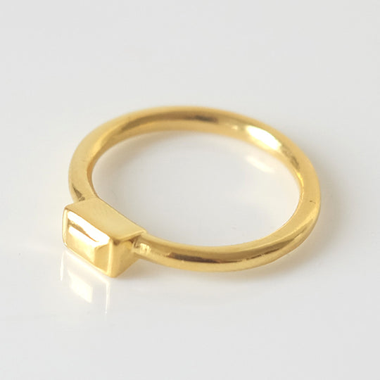 Ring blokje geel verguld, maat 18