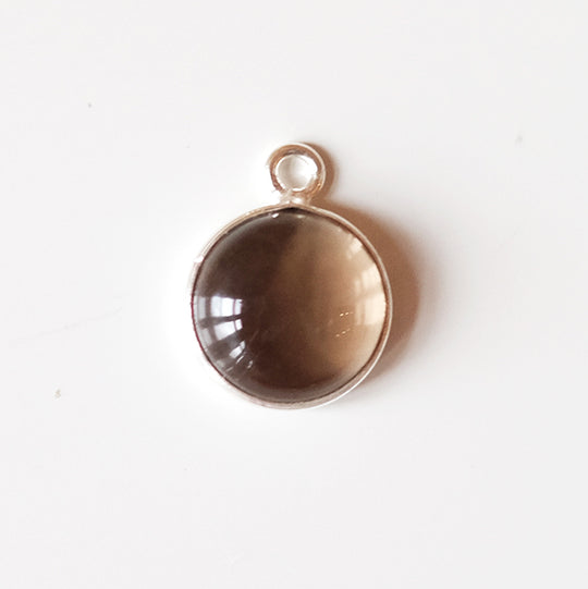 Bedel cabochon rookkwarts, zilver